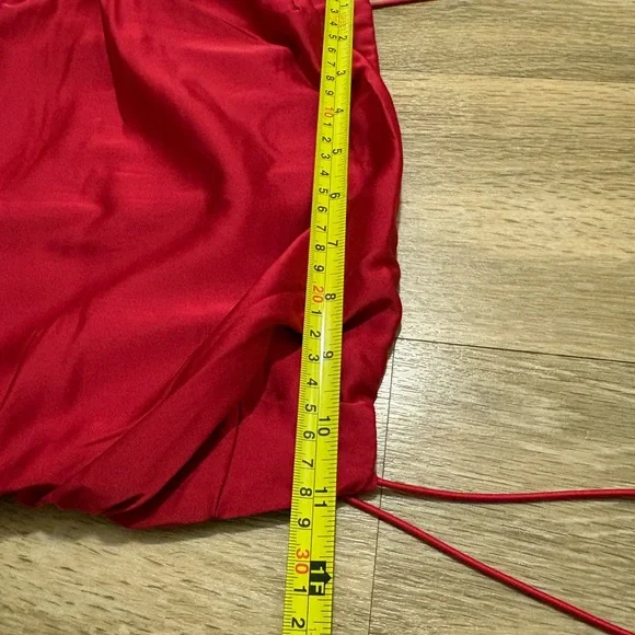 Baby Boo Red Ruched Satin Dress - Picture 7 of 8